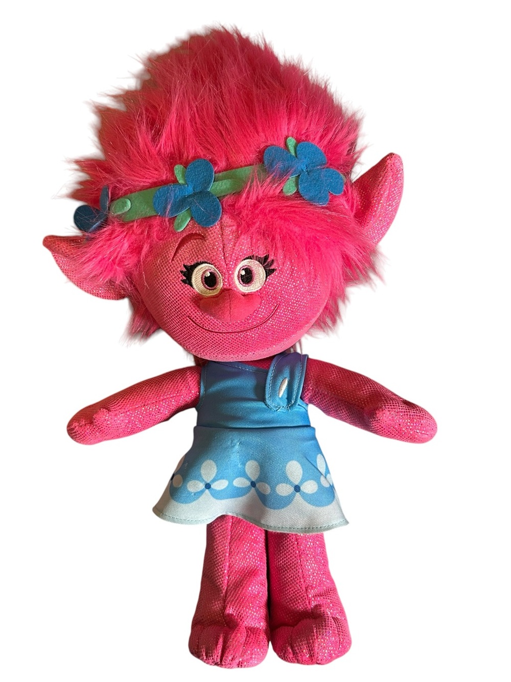 DreamWorks Trolls Poppy Plush Stuffed Animal Like New Pink Blue